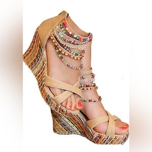 Women’s platform wedge heels with pearls